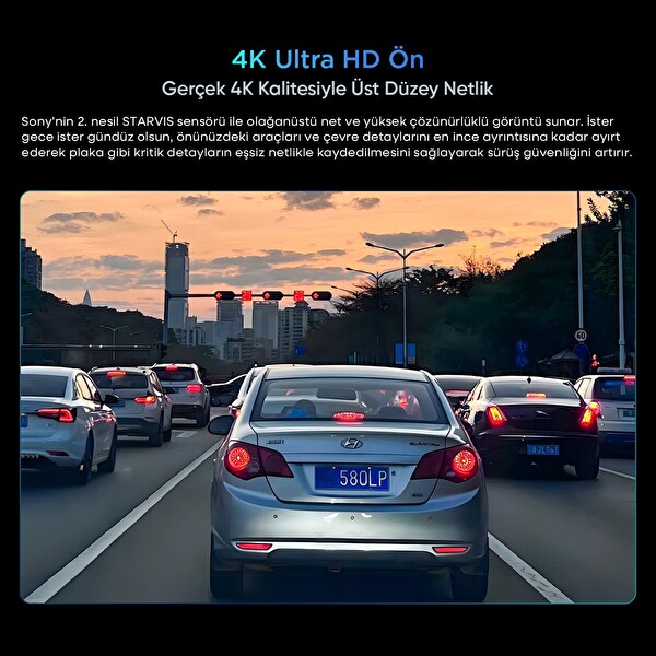 Sjcam M60 3 Kameralı Ön - İç - Arka 4K FHD - FHD HDR Sony Starvis 2 Sensörlü Wi-Fi GPS'li Araç Kamerası
