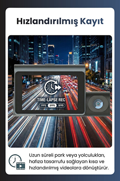 Mieco X18 Wi-Fi 4K UHD 170° Ultra Geniş Açı ADAS G-Sensör 3 Kameralı Araç Kamerası