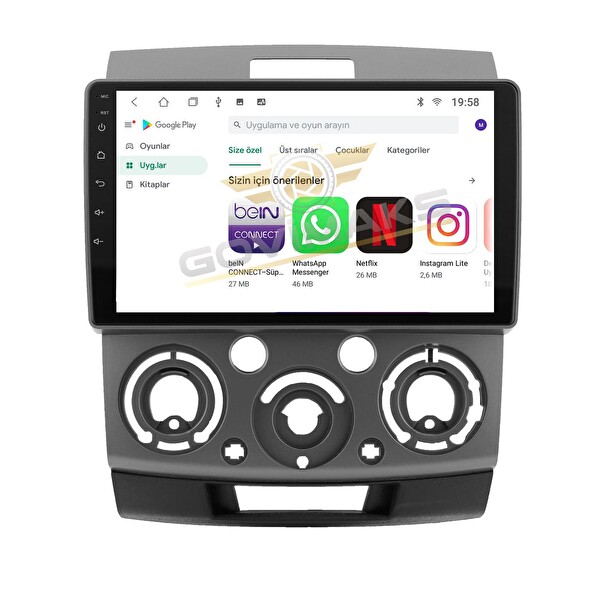 Govimaks Mazda BT50 2007-2012 Uyumlu 6 GB RAM 128 GB Hafıza Android Multimedia Teyp