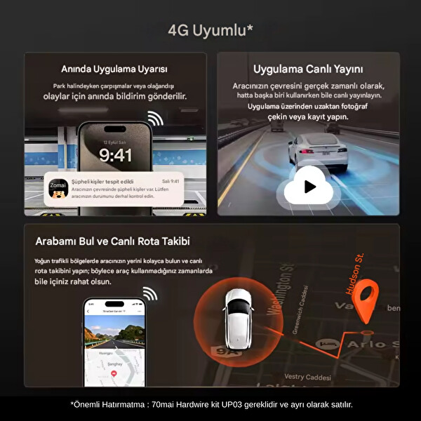 70Mai A810S Ön Kamera - RC24 Arka Kamera