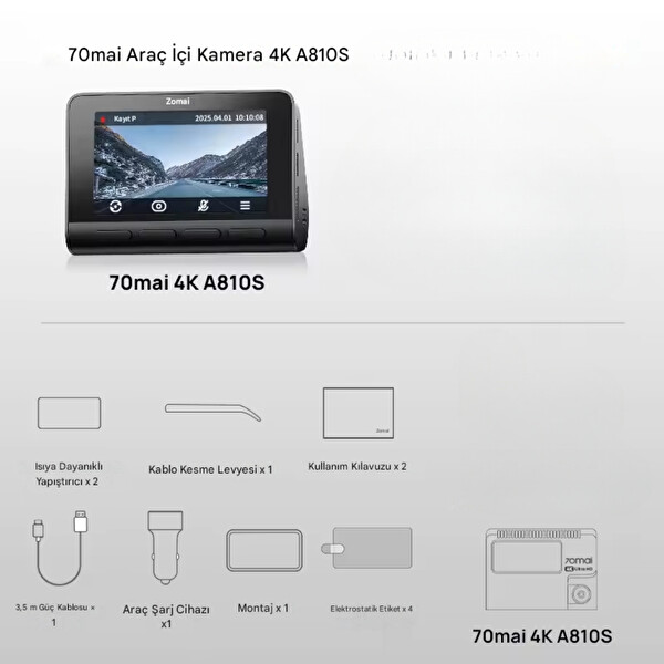 70Mai A810S Dash Cam 4K Ön Araç Kamerası