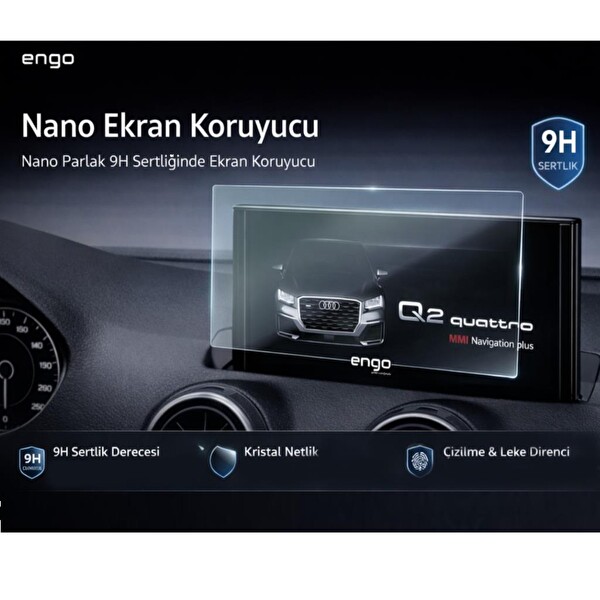 Audi Q2 9 inç Ekran Koruyucu Multimedya 9H Parlak Nano