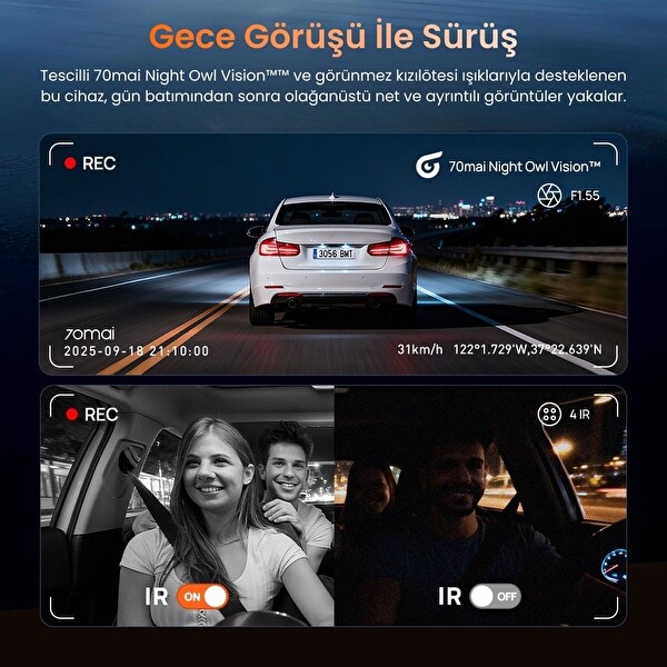 70Mai T400 Ön Kamera - İç Kamera - RC21 Arka Kamera