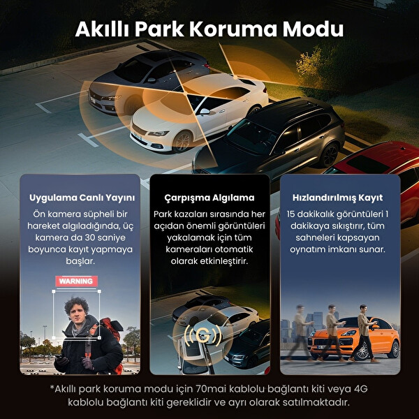 70Mai T800-41 Ön Kamera +İç Kamera + RC41 Arka Kamera 256GB