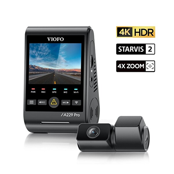 Viofo A229 Pro Tele 2 Kanallı Ön Telefoto 4K+2K HDR Sony Starvis 2 Sensör GPS'li Araç Kamerası