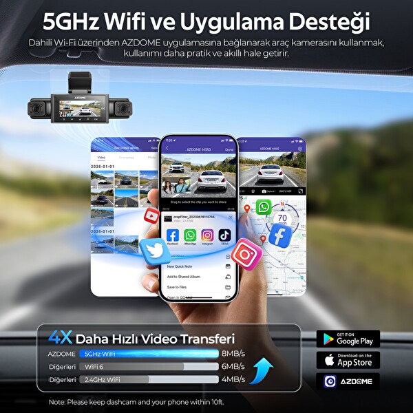 Azdome M350 4 Kameralı Akıllı Araç Kamerası - Apple Find My
