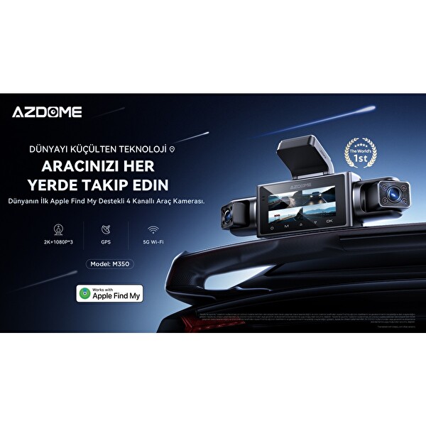 Azdome M350 4 Kameralı Akıllı Araç Kamerası - Apple Find My
