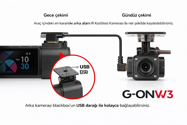 Gnet GONW3 HDR 3 CH Full HD 3 Kameralı Wi-Fi Araç Kamerası