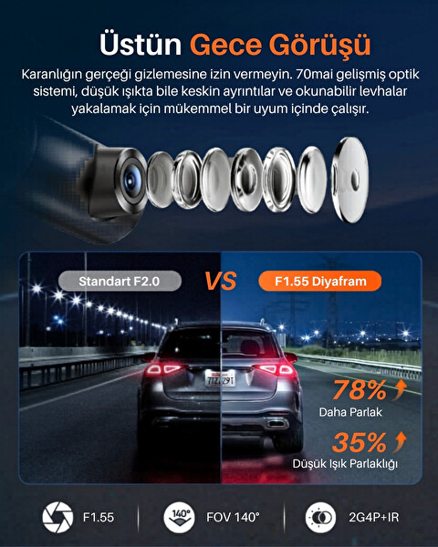 70mai M310 Plus 4K Ön Araç Kamerası