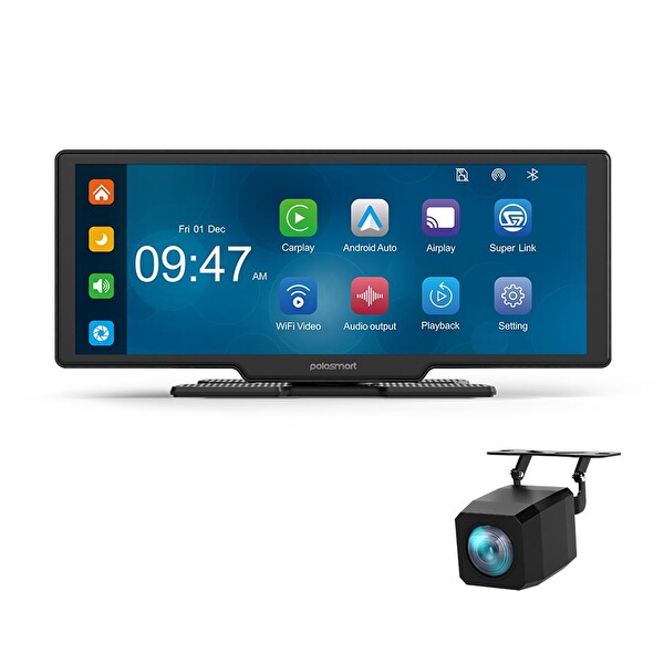 Polosmart PSM700 Araç İçi Akıllı Ekran Ön ve Arka Kameralı Kablosuz Carplay ve Android Auto Destekli
