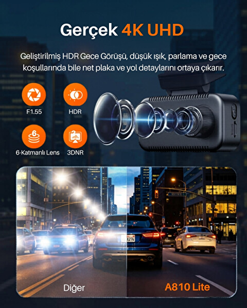 70mai Dash Cam A810 Lite- RC21 Seti