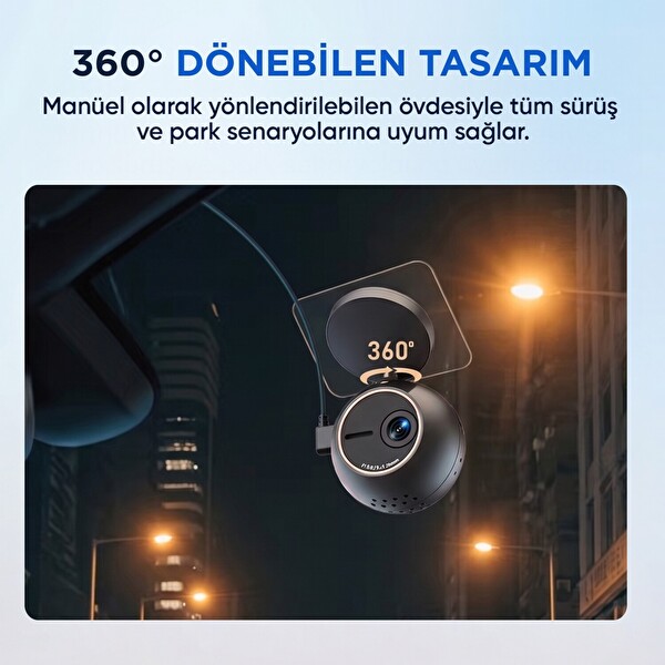 Kawa Mini ORB 2K QHD 360° Döndürülebilir Wi-Fi Gece Görüşlü Araç Kamerası