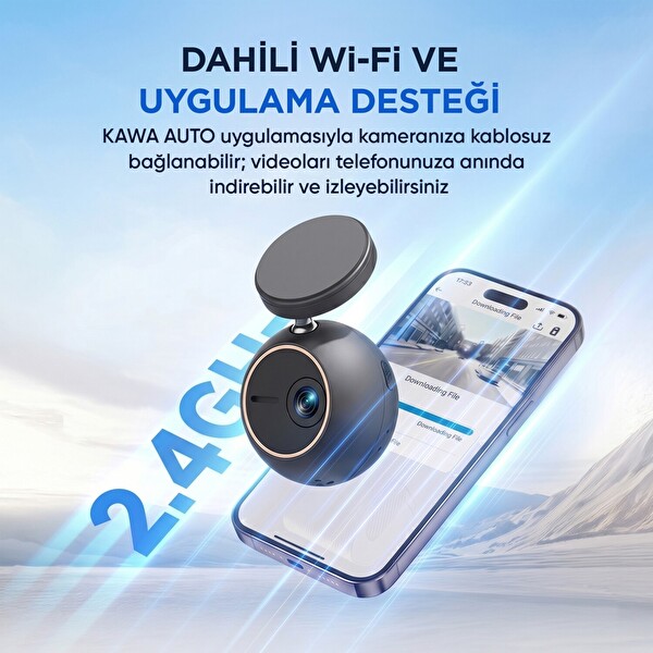 Kawa Mini ORB 2K QHD 360° Döndürülebilir Wi-Fi Gece Görüşlü Araç Kamerası