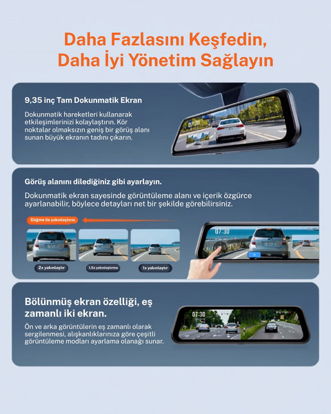 70mai S410 Dikiz Aynalı Araç içi Kamer - RC15 Arka Kamera Seti