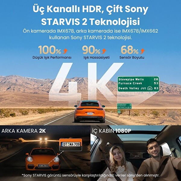 70mai T800-2 Ön Kamera - İç Kamera ve RC24 Arka Kamera 128GB