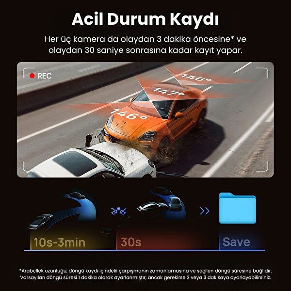 70mai T800-2 Ön Kamera - İç Kamera ve RC24 Arka Kamera 128GB