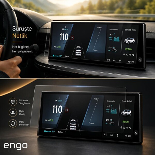Engo Renault Scenic E-Tech Mat Ekran Koruyucu Gösterge 12.3 inç