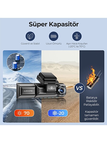 Azdome M550H 3 Kameralı 4K+2K+1K Çift Starvis 2 Araç Kamerası