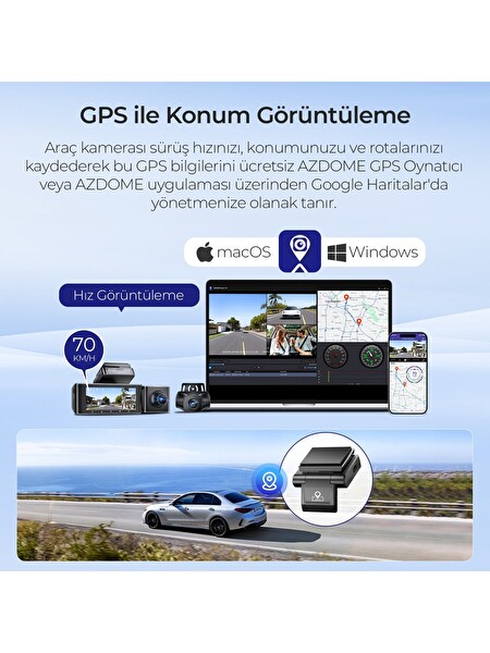 Azdome M550H 3 Kameralı 4K+2K+1K Çift Starvis 2 Araç Kamerası
