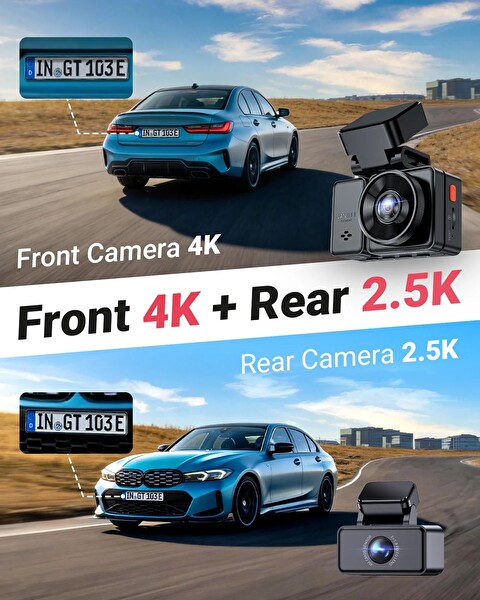 Vantrue Element2 Pro 4K UHD + 2.5K QHD 5GHz Wi-Fi Araç İçi Kamera