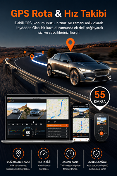 Vantrue Sonnet1 Pro QHD 60fps Wi-Fi 2 Kameralı Araç Kamerası