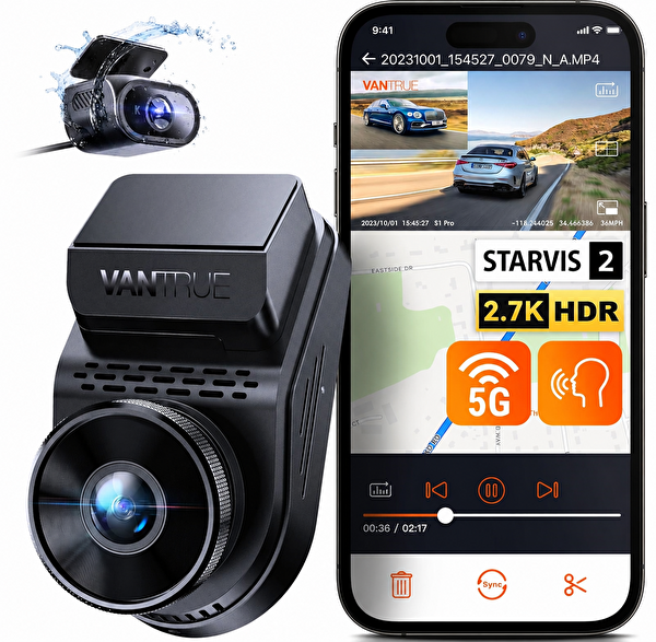 Vantrue Sonnet1 Pro QHD 60fps Wi-Fi 2 Kameralı Araç Kamerası
