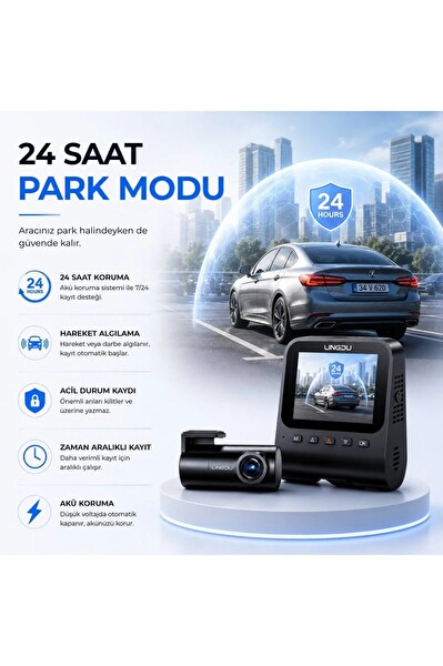 Lingdu V620 4K 4K + FHD Çift Kamera ADAS WiFi 6 GPS Hareket ve Darbe Algılama Araç Kamerası