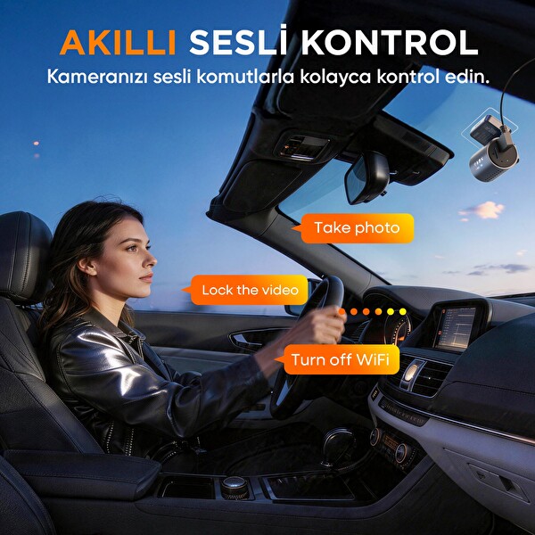 Kawa D9 2 Kameralı 4K Ön-1080P Arka HDR NightEagle Gece Görüşlü WiFi 6 GPS G-Sensör 64GB Kartlı Araç Kamerası