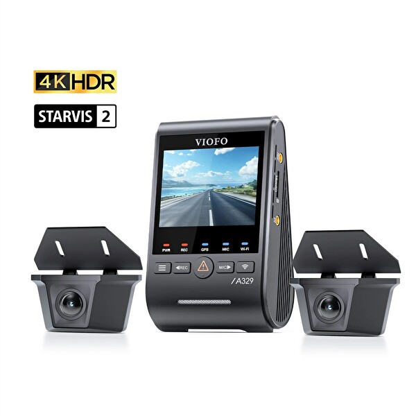 Viofo A329WW 3 Kanal 4K Ön Çift 2K IP67 Su Geçirmez Dış Kamera Sony STARVIS 2 HDR WiFi 6 GPS Kamyon Tır Araç Kamerası