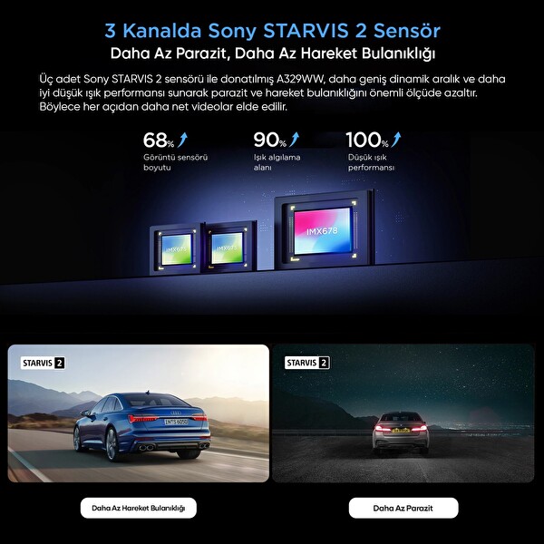 Viofo A329WW 3 Kanal 4K Ön Çift 2K IP67 Su Geçirmez Dış Kamera Sony STARVIS 2 HDR WiFi 6 GPS Kamyon Tır Araç Kamerası