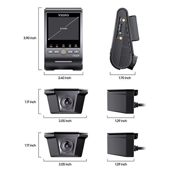 Viofo A329WW 3 Kanal 4K Ön Çift 2K IP67 Su Geçirmez Dış Kamera Sony STARVIS 2 HDR WiFi 6 GPS Kamyon Tır Araç Kamerası