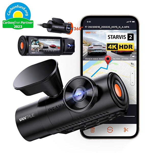 Vantrue Nexus 4 Pro S 3 Kameralı 4K UHD Wi-Fi GPS Araç Kamerası