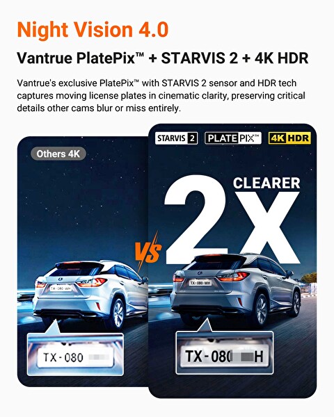 Vantrue Nexus 4 Pro S 3 Kameralı 4K UHD Wi-Fi GPS Araç Kamerası