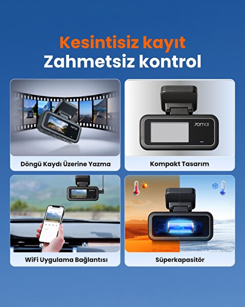 70Mai Dash Cam A410 Neo Araç İçi Güvenlik Kamerası Ön Kamera