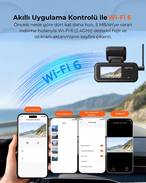 70Mai Dash Cam A210 Araç İçi Güvenlik Kamerası Ön Kamera