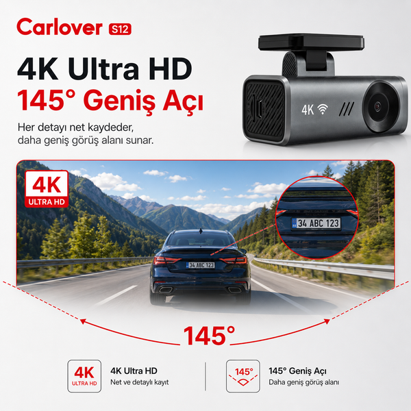 Carlover S12 4K Araç Kamerası