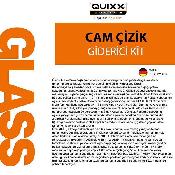 Quixx Cam Çizik Giderici Set