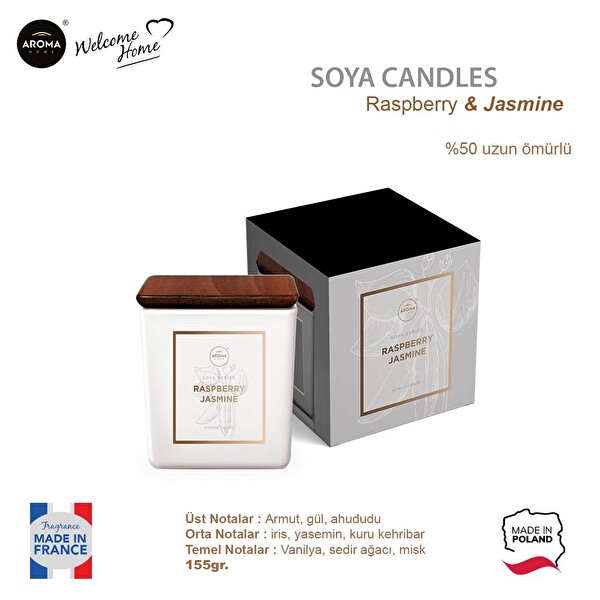Aroma Home Soya series Kokulu Mum Raspberry Jasmine 155gr.