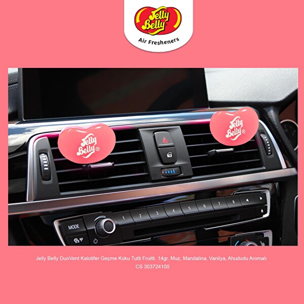 Jelly Belly DuoVent Kalorifere Geçme Koku Tutti Fruitti 14gr. Muz, Mandalina, Vanilya, Ahududu