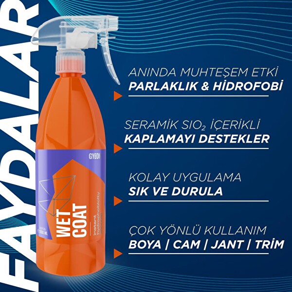 Gyeon Q²M WetCoat Nano Boya Koruma Ve Seramik Sprey Hızlı Cila - 1000 ML - Su İtici Parlak Islak Cila