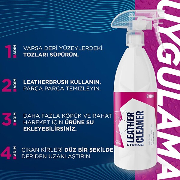 Gyeon Q²M LeatherCleaner Strong Güçlü Deri Temizleyici - 1000 ML - Mat Görünüm Deri Koltuk Temizleme