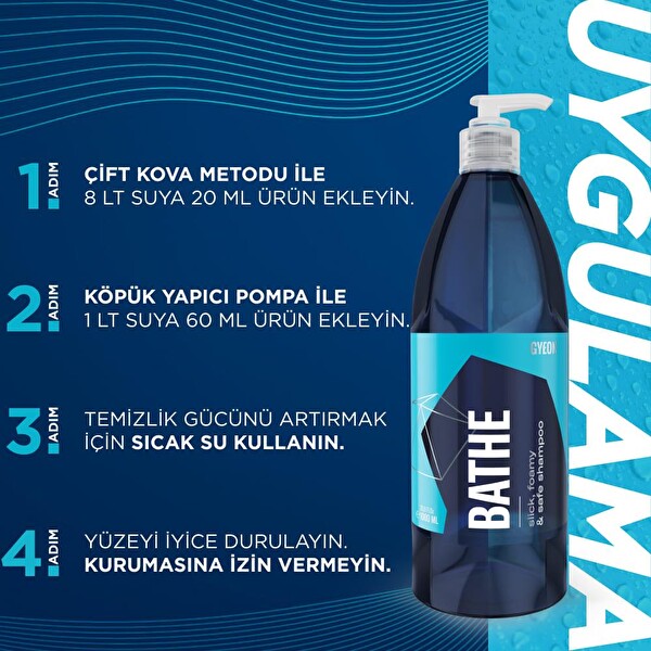 Gyeon Q²M Bathe PH Nötr Cilalı Oto Şampuanı 1000 ML - Yüksek Konsantre Jel Araç Yıkama Köpüğü