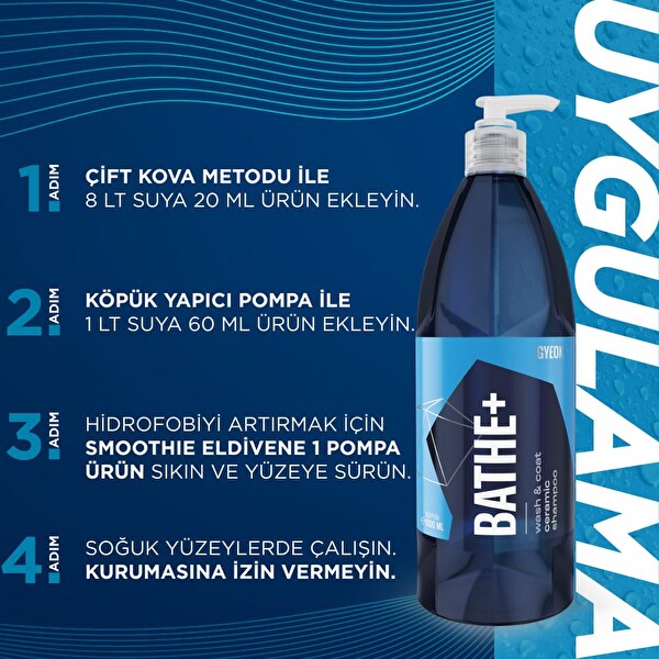Gyeon Q²M Bathe+ Plus Seramik Bazlı Nötr PH Hidrofobik Araç Yıkama Şampuanı - 1000 ML