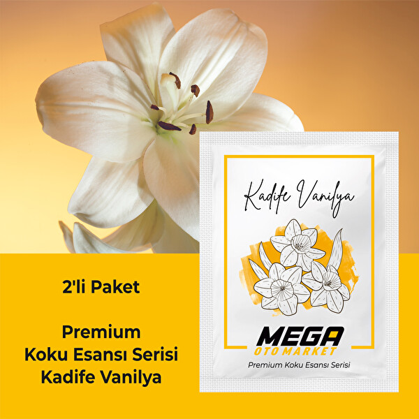 Mega Oto Market 2'li Paket Araba Havalandırma Klima Koku Klipsi Yedek Kartuş Pedi Kadife Vanilya 5 Adet