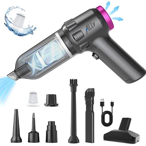 Ally 14000Pa Güçlü Portatif 2 Kademeli Taşınabilir Vakumlu Kablosuz Üflemeli Mini Araç Süpürgesi