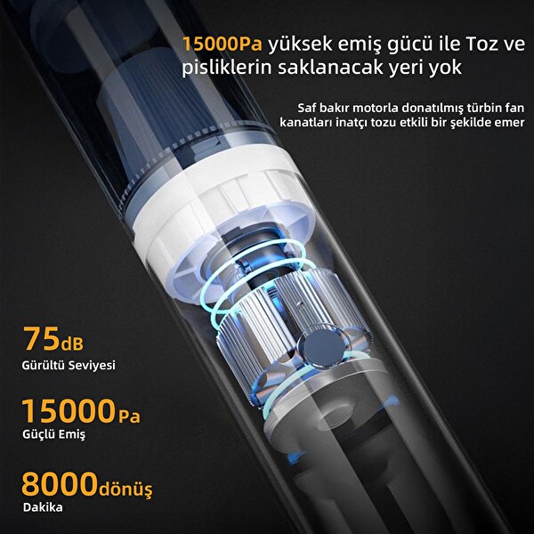 Mioji Mio 3C 15000 Pa Araç Süpürgesi Beyaz