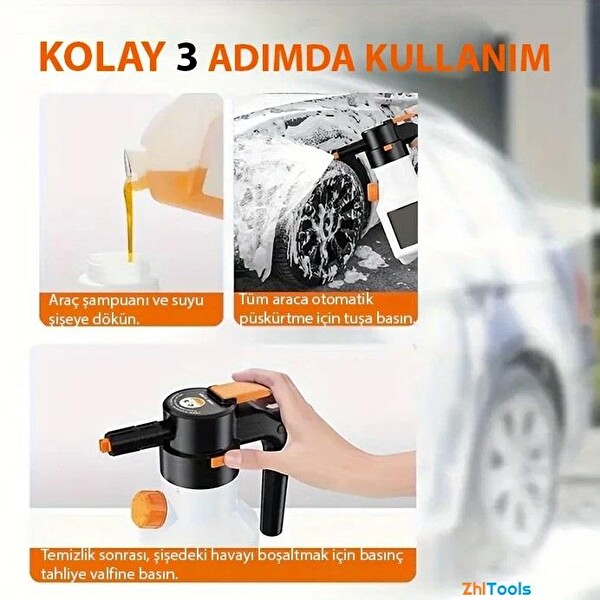 ZHL Tools 2 L Yüksek Basınçlı Şarjlı Oto Yıkama Pompası Köpük Makinesi