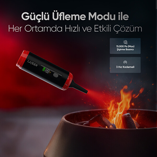 Laiser Kompakt LED Ekranlı 17.000 PA 3ın1 Çekme Vakum Üfleme Özellikli Şarjlı Araç Süpürgesi