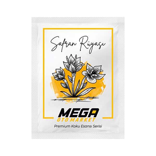 Mega Oto Market 2'li Paket Araba Havalandırma Klima Koku Klipsi Yedek Kartuş Pedi 5 Ad. Premium Safran Rüyası