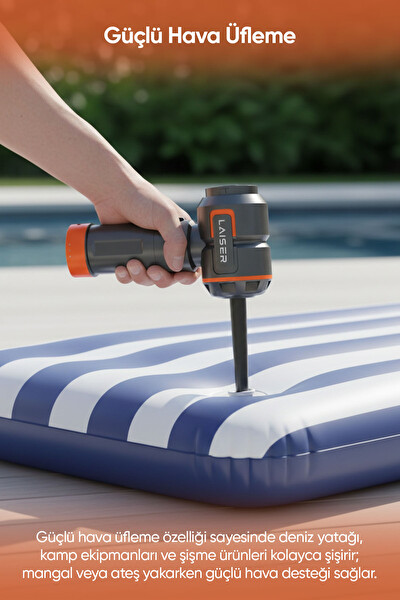 Laiser VT-120 5 in 1 20000 Pa Güç Değiştirilebilir 2 Bataryalı Powerbank ve Led Işıklı Kablosuz Araç Süpürgesi